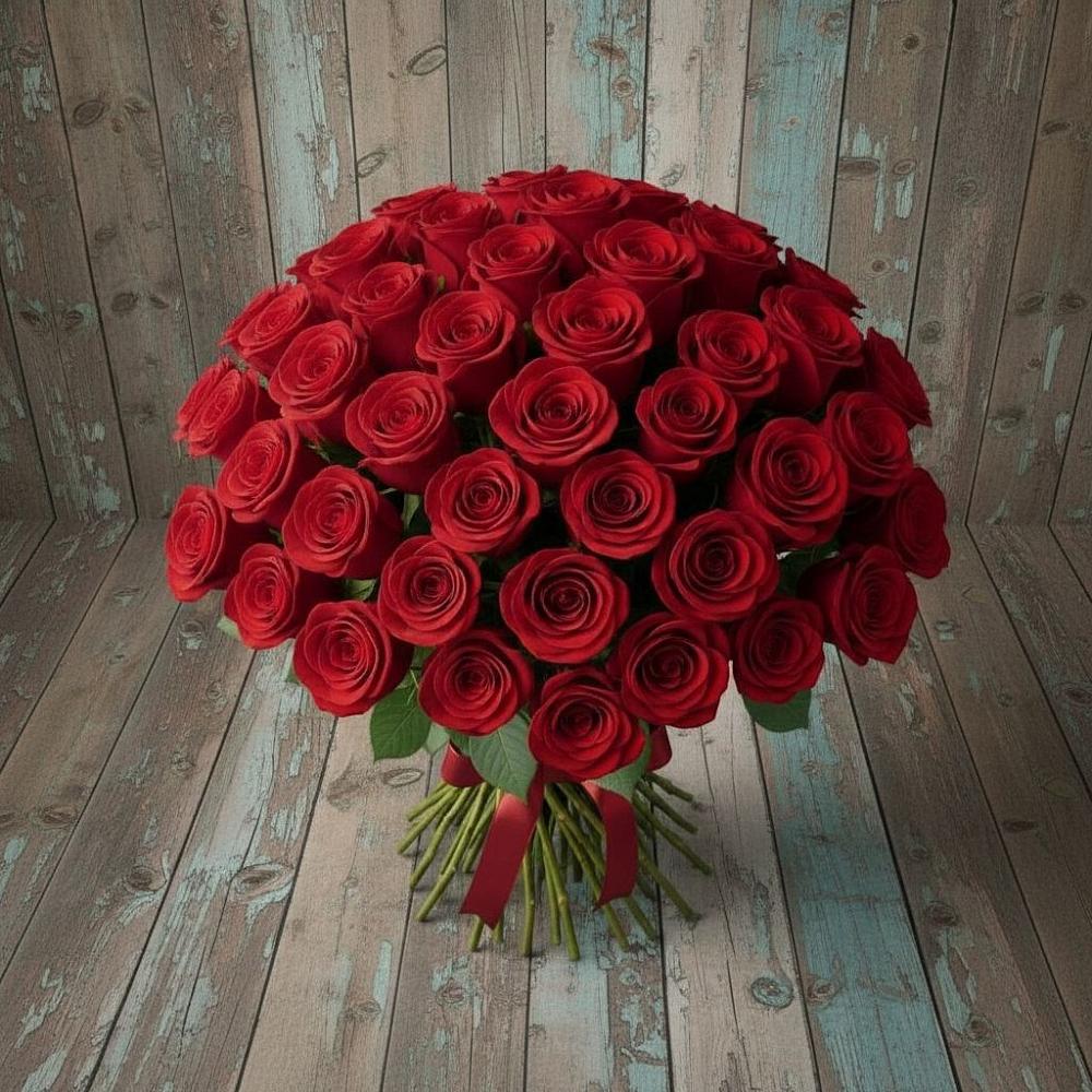 Букет 55 Красных роз Фридом в Кузяево
