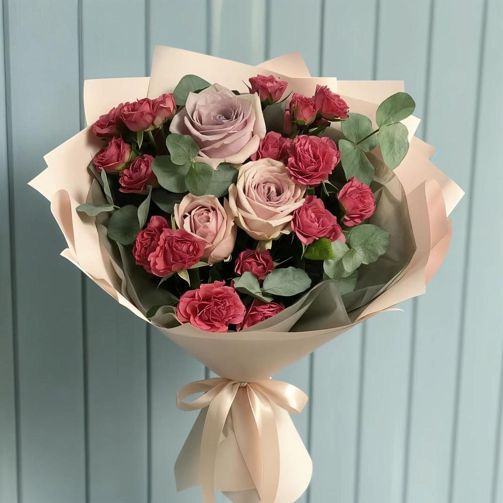 Букет цветов из: Гвоздики и Розы в Кузяево