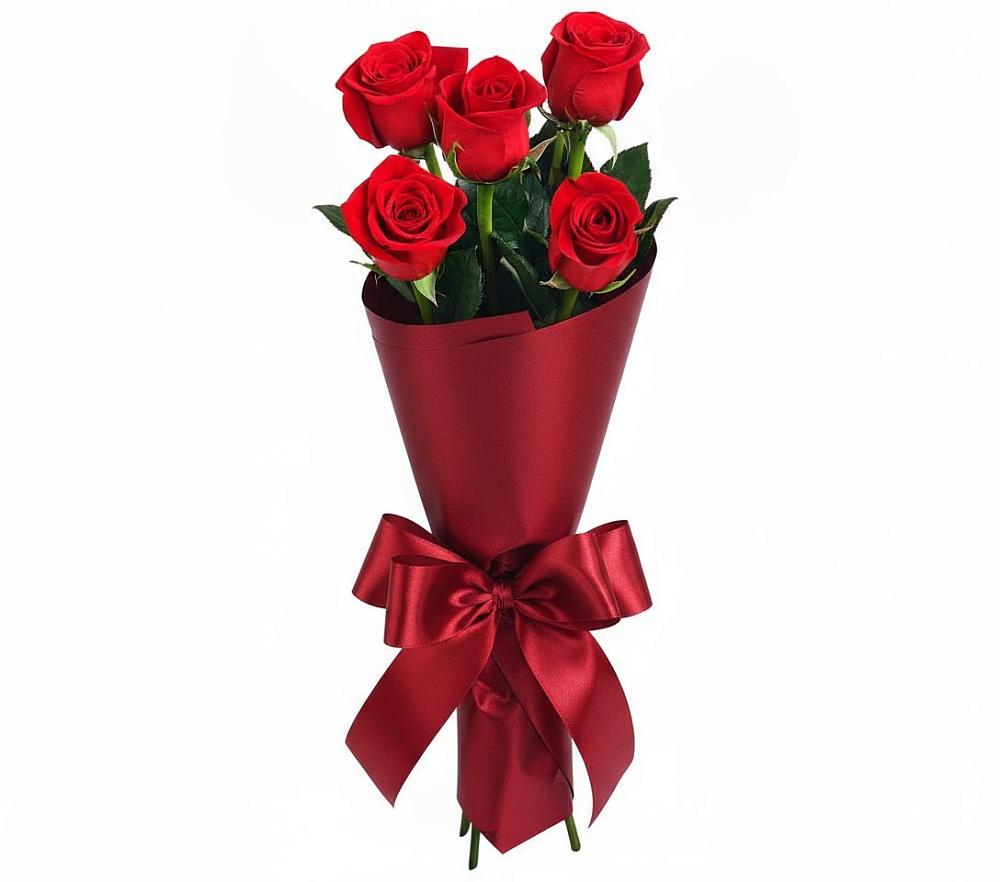 Букет 5 Красных роз Эдлесс Лав в Кузяево