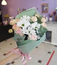 Букет милый в Кузяево Букет цветов из: Хризантемы и Розы в Кузяево