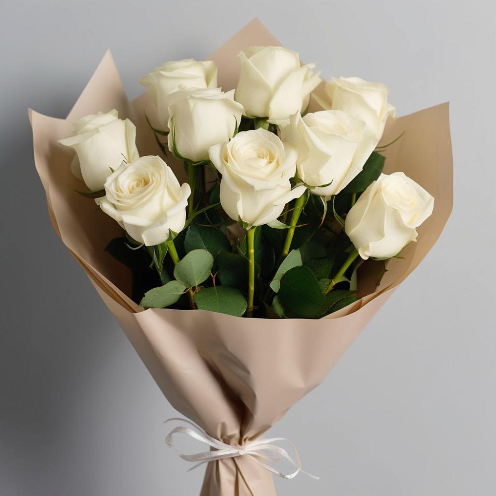 Букет 9 Белых роз Эдлесс Лав в Кузяево