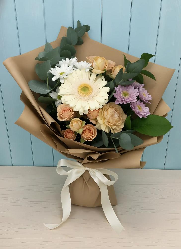Букет цветов из: Герберы и Хризантемы в Кузяево
