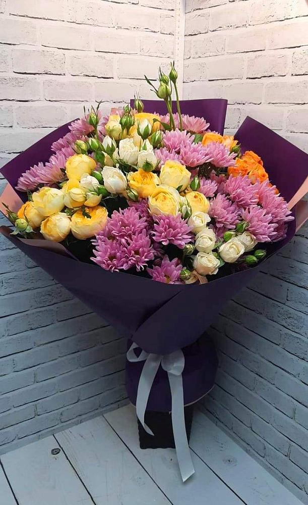 Букет цветов из: Хризантемы и Розы в Кузяево