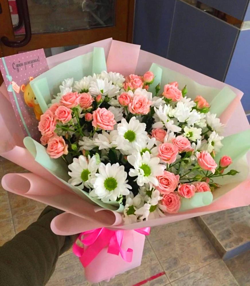 Букет цветов из: Розы и Хризантемы в Кузяево