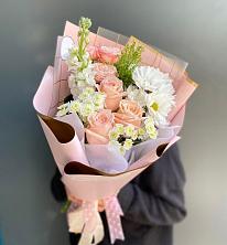 Букет цветов из:  Хризантемы и Розы в Кузяево