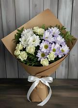 Букет цветов из:  Хризантемы и Розы в Кузяево