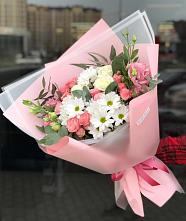 Букет цветов из:  Розы, Лизиантусы и Хризантемы в Кузяево