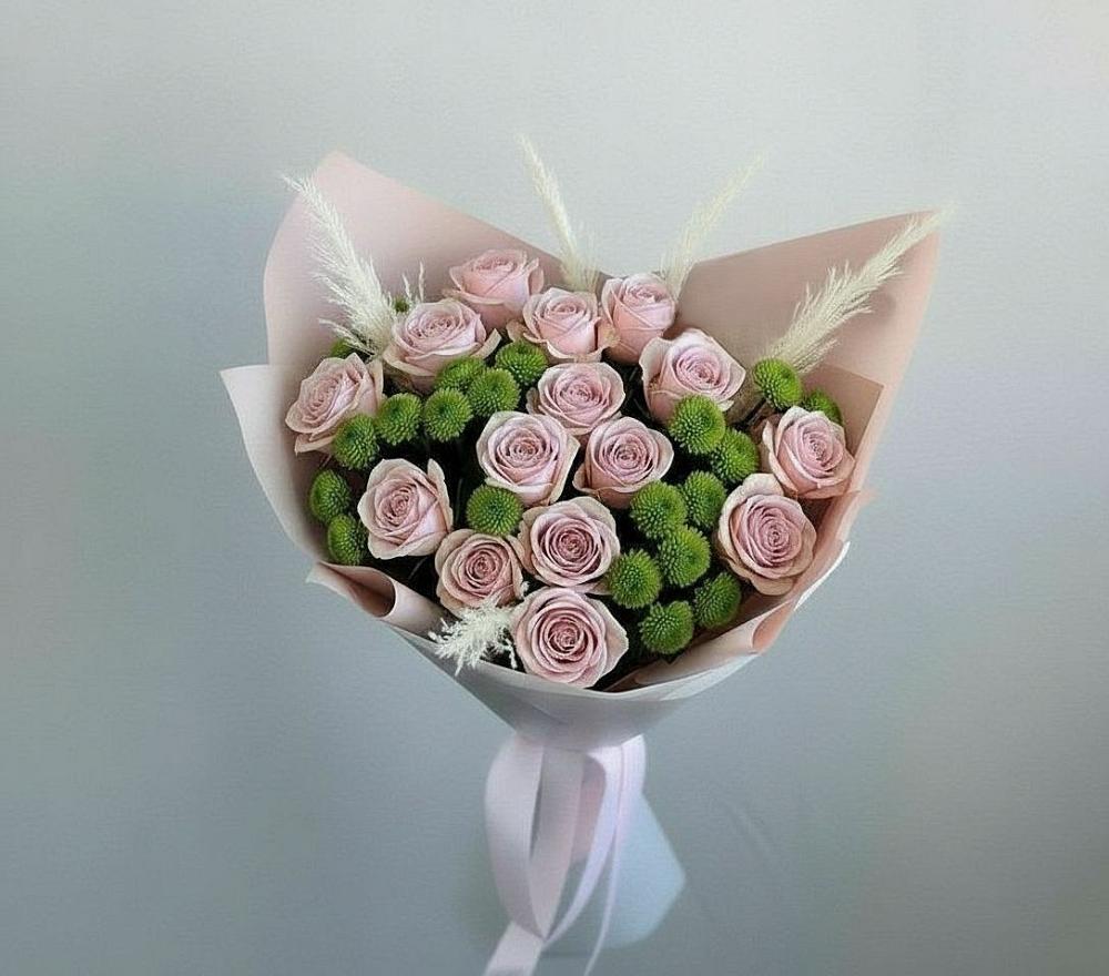 Букет цветов из: Розы и Хризантемы в Кузяево