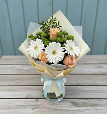 Букет цветов из:  Герберы, Розы и Хризантемы в Кузяево
