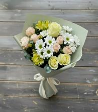 Букет цветов из:  Альстромерии, Розы и Хризантемы в Кузяево